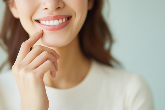 笑顔の女性の口元の画像